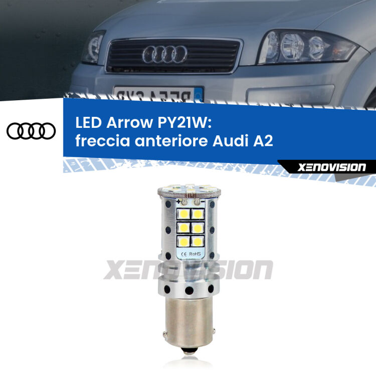 <strong>Freccia Anteriore LED no-spie per Audi A2</strong>  2000 - 2005. Lampada <strong>PY21W</strong> modello top di gamma Arrow.