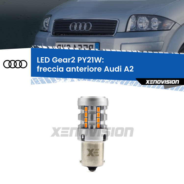 <strong>Freccia Anteriore LED no-spie per Audi A2</strong>  2000 - 2005. Lampada <strong>PY21W</strong> modello Gear2 no Hyperflash.