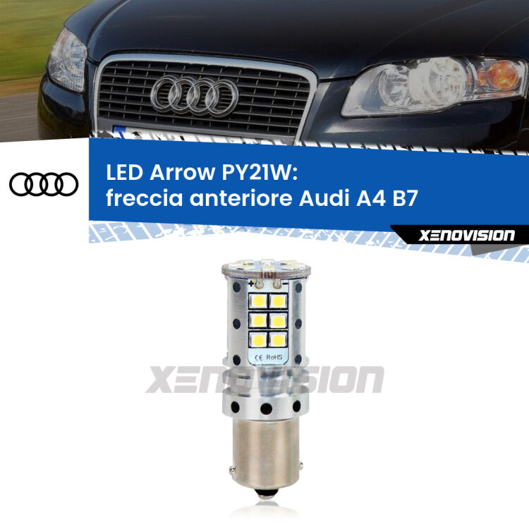 <strong>Freccia Anteriore LED no-spie per Audi A4</strong> B7 faro bianco. Lampada <strong>PY21W</strong> modello top di gamma Arrow.