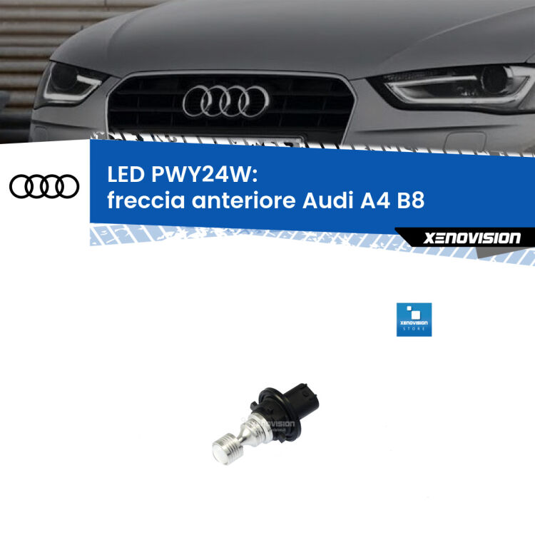 <strong>Freccia Anteriore LED no-spie per Audi A4</strong> B8 prima serie. Coppia lampade <strong>PH24WY</strong> modello Pulse di Xenovision.