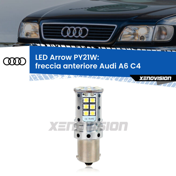 <strong>Freccia Anteriore LED no-spie per Audi A6</strong> C4 1994 - 1997. Lampada <strong>PY21W</strong> modello top di gamma Arrow.