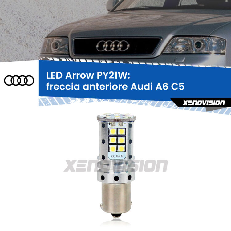 <strong>Freccia Anteriore LED no-spie per Audi A6</strong> C5 1997 - 2004. Lampada <strong>PY21W</strong> modello top di gamma Arrow.