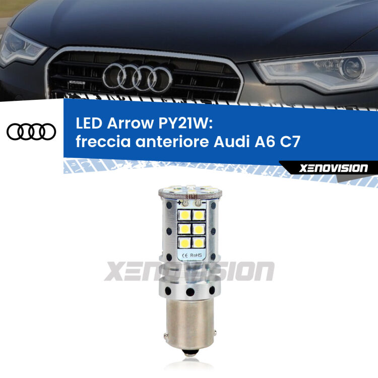 <strong>Freccia Anteriore LED no-spie per Audi A6</strong> C7 con far alogeni. Lampada <strong>PY21W</strong> modello top di gamma Arrow.