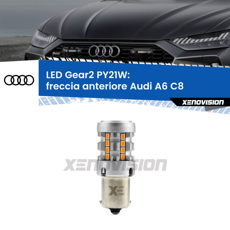 <strong>Freccia Anteriore LED no-spie per Audi A6</strong> C8 2018 in poi. Lampada <strong>PY21W</strong> modello Gear2 no Hyperflash.