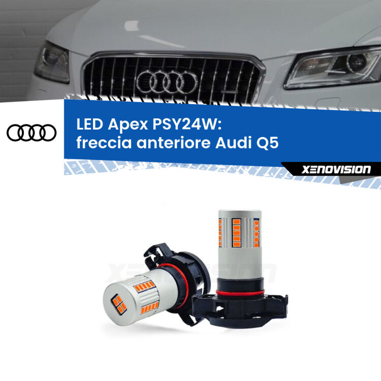 <strong>Freccia Anteriore LED no-spie per Audi Q5</strong>  2008 - 2017. Coppia lampade <strong>PSY24W</strong> modello Apex no Hyperflash.