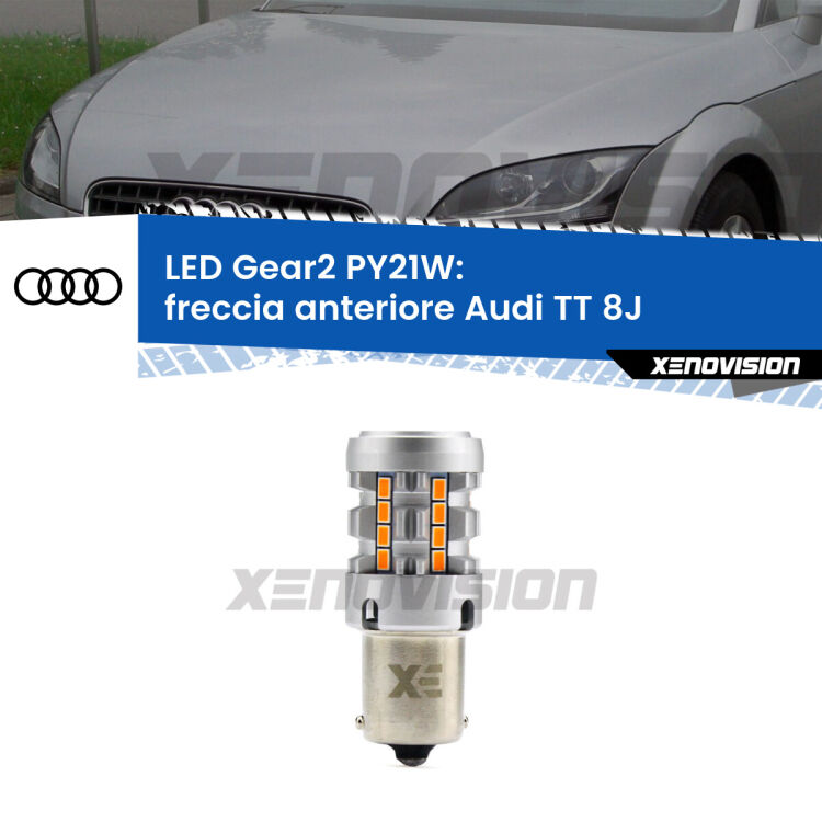 FINE SERIE: NO GARANZIA <strong>Freccia Anteriore LED no-spie per Audi TT</strong> 8J 2012 - 2014. Lampada <strong>PY21W</strong> modello Gear2 no Hyperflash.