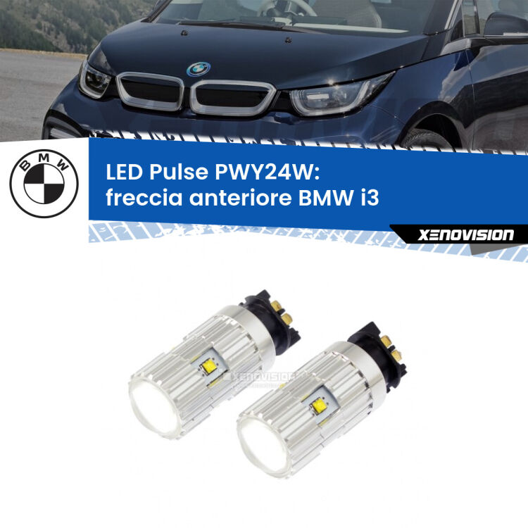 <strong>Freccia Anteriore LED no-spie per BMW i3</strong>  prima serie. Coppia lampade <strong>PWY24W</strong> modello Pulse di Xenovision.