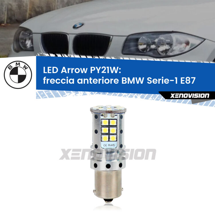 <strong>Freccia Anteriore LED no-spie per BMW Serie-1</strong> E87 2003 - 2012. Lampada <strong>PY21W</strong> modello top di gamma Arrow.