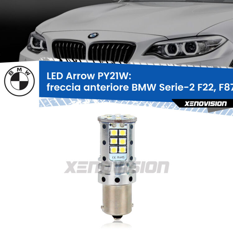 <strong>Freccia Anteriore LED no-spie per BMW Serie-2</strong> F22, F87 2012 - 2015. Lampada <strong>PY21W</strong> modello top di gamma Arrow.