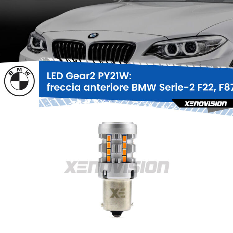 <strong>Freccia Anteriore LED no-spie per BMW Serie-2</strong> F22, F87 2012 - 2015. Lampada <strong>PY21W</strong> modello Gear2 no Hyperflash.