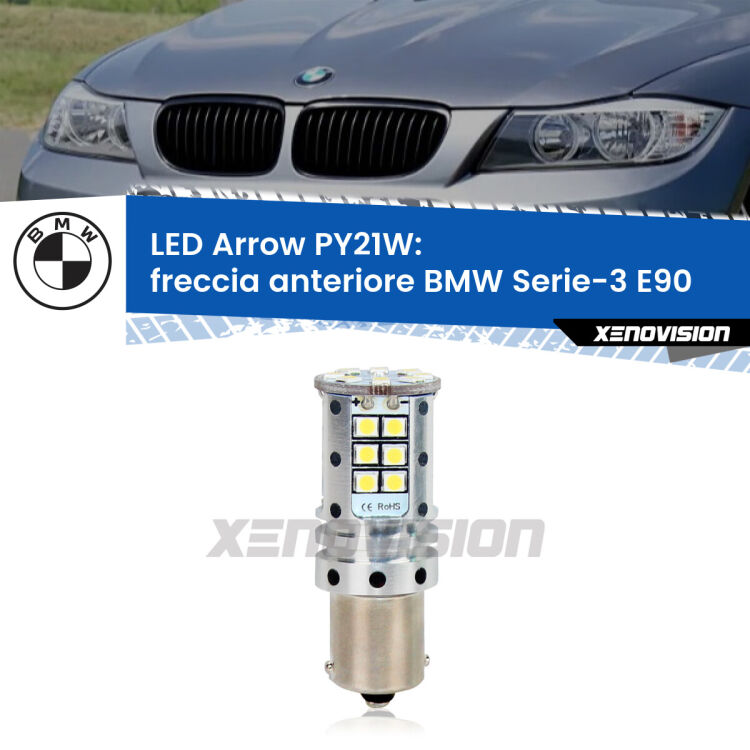 <strong>Freccia Anteriore LED no-spie per BMW Serie-3</strong> E90 2005 - 2011. Lampada <strong>PY21W</strong> modello top di gamma Arrow.