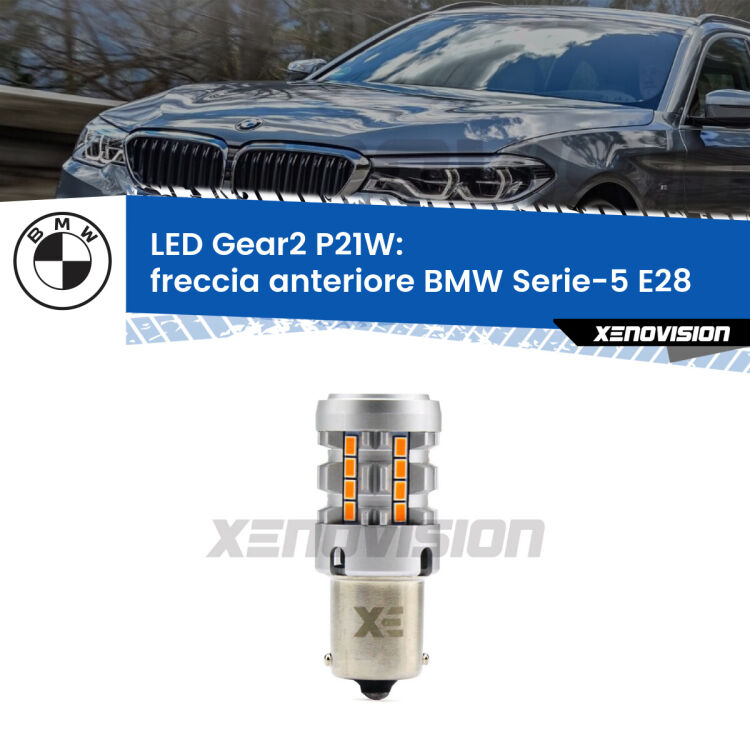 FINE SERIE: NO GARANZIA <strong>Freccia Anteriore LED no-spie per BMW Serie-5</strong> E28 1981 - 1988. Lampada <strong>P21W</strong> modello Gear2 no Hyperflash.