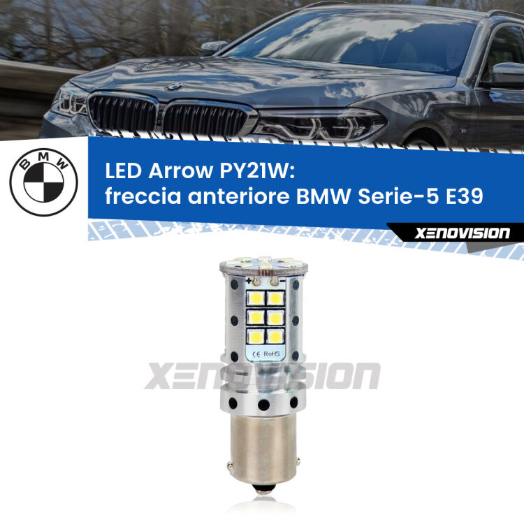 <strong>Freccia Anteriore LED no-spie per BMW Serie-5</strong> E39 faro bianco. Lampada <strong>PY21W</strong> modello top di gamma Arrow.