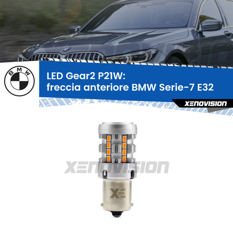 FINE SERIE: NO GARANZIA <strong>Freccia Anteriore LED no-spie per BMW Serie-7</strong> E32 1986 - 1993. Lampada <strong>P21W</strong> modello Gear2 no Hyperflash.