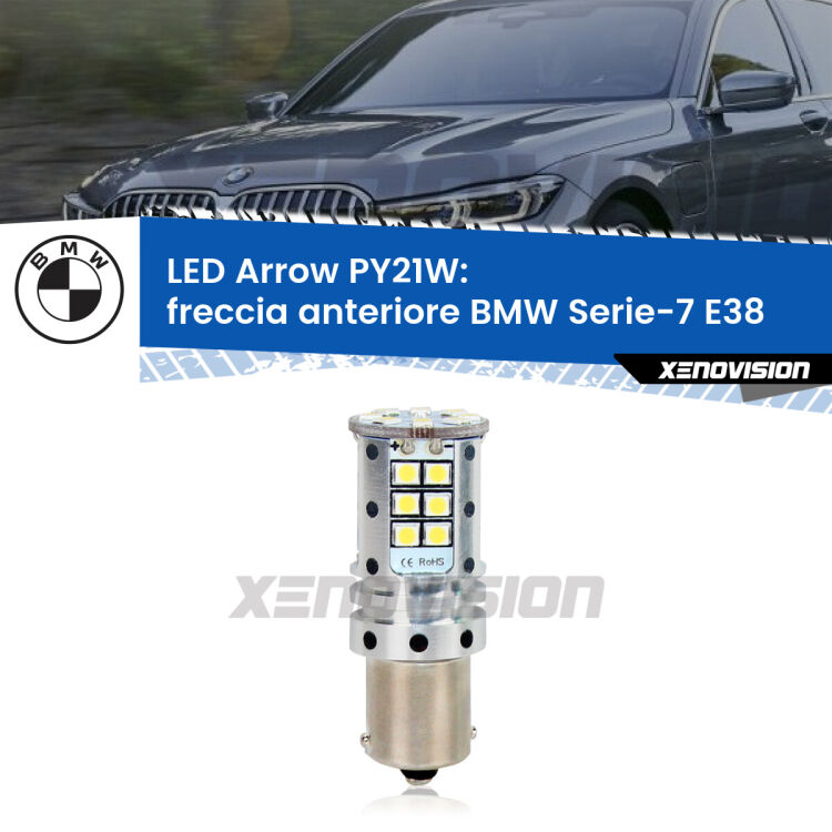 <strong>Freccia Anteriore LED no-spie per BMW Serie-7</strong> E38 faro bianco. Lampada <strong>PY21W</strong> modello top di gamma Arrow.