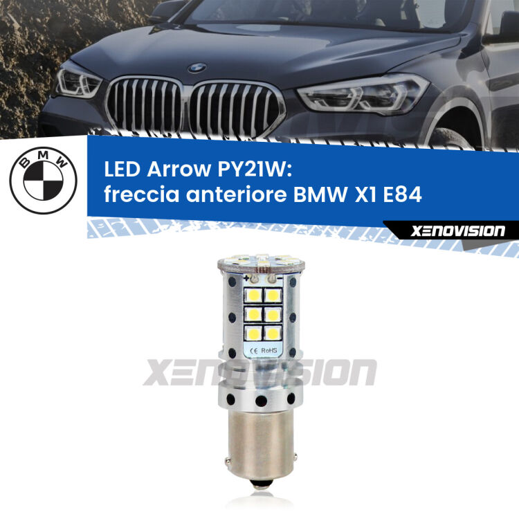 <strong>Freccia Anteriore LED no-spie per BMW X1</strong> E84 2009 - 2015. Lampada <strong>PY21W</strong> modello top di gamma Arrow.