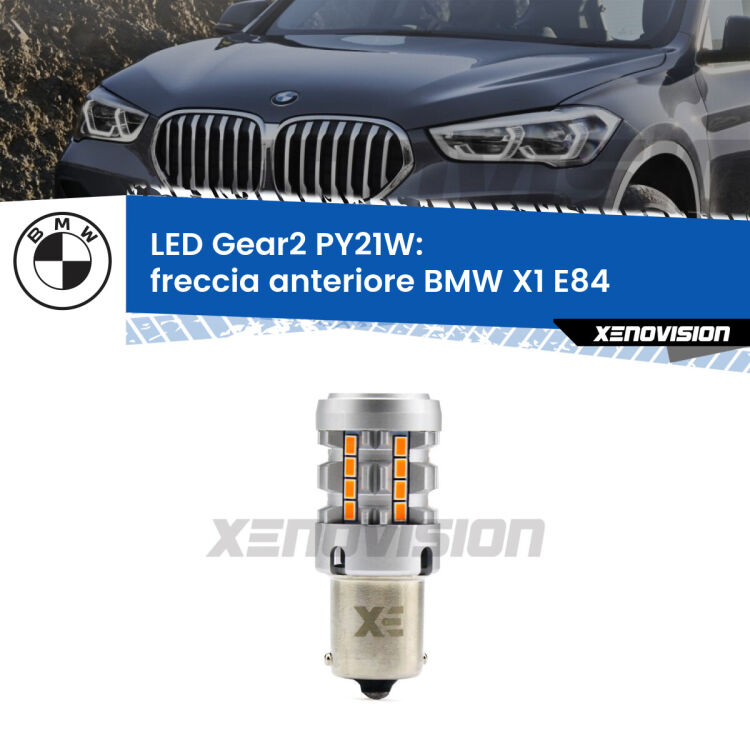 FINE SERIE: NO GARANZIA <strong>Freccia Anteriore LED no-spie per BMW X1</strong> E84 2009 - 2015. Lampada <strong>PY21W</strong> modello Gear2 no Hyperflash.