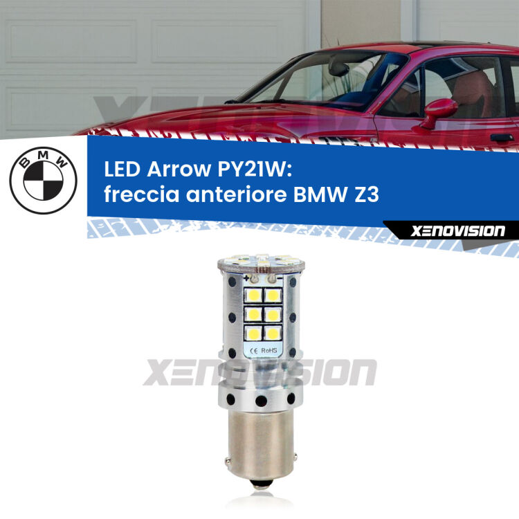 <strong>Freccia Anteriore LED no-spie per BMW Z3</strong>  faro bianco. Lampada <strong>PY21W</strong> modello top di gamma Arrow.