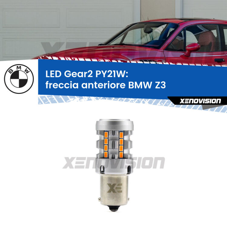 FINE SERIE: NO GARANZIA <strong>Freccia Anteriore LED no-spie per BMW Z3</strong>  faro bianco. Lampada <strong>PY21W</strong> modello Gear2 no Hyperflash.