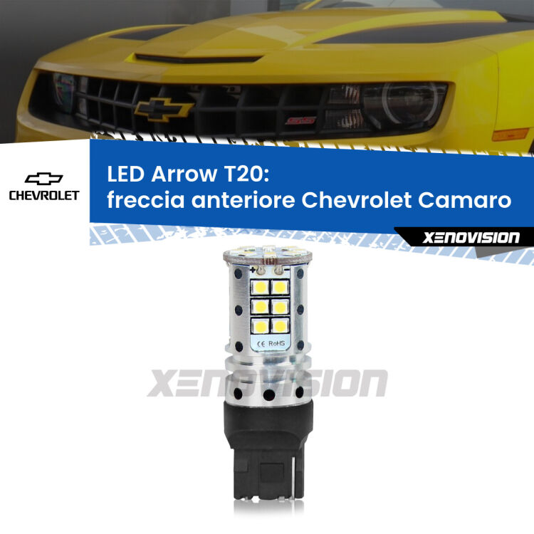 <strong>Freccia Anteriore LED no-spie per Chevrolet Camaro</strong>  2011 - 2015. Lampada <strong>T20</strong> no Hyperflash modello Arrow.