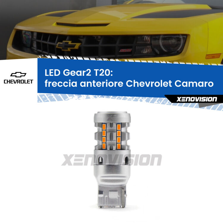 FINE SERIE: NO GARANZIA <strong>Freccia Anteriore LED no-spie per Chevrolet Camaro</strong>  2011 - 2015. Lampada <strong>T20</strong> modello Gear2 no Hyperflash.