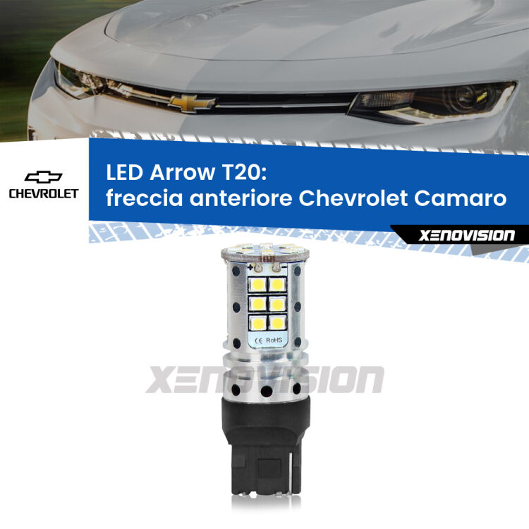 <strong>Freccia Anteriore LED no-spie per Chevrolet Camaro</strong>  2015 in poi. Lampada <strong>T20</strong> no Hyperflash modello Arrow.