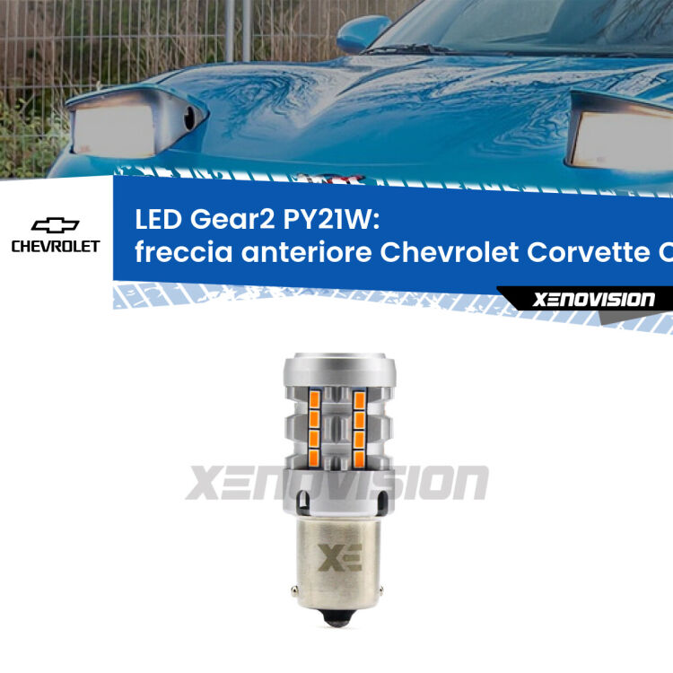 FINE SERIE: NO GARANZIA <strong>Freccia Anteriore LED no-spie per Chevrolet Corvette</strong> C5 1997 - 2004. Lampada <strong>PY21W</strong> modello Gear2 no Hyperflash.