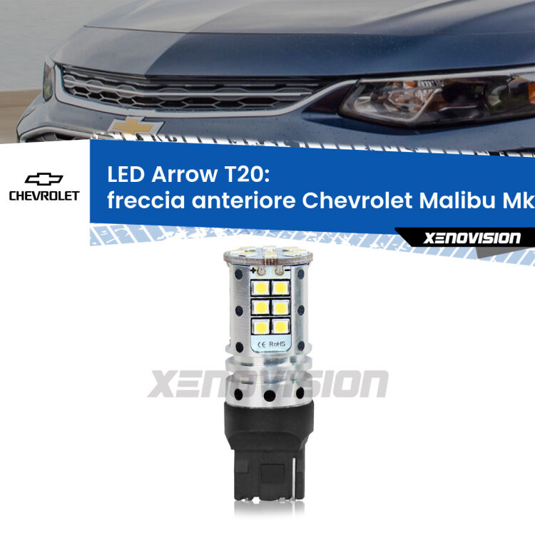 <strong>Freccia Anteriore LED no-spie per Chevrolet Malibu</strong> Mk9 2016 in poi. Lampada <strong>T20</strong> no Hyperflash modello Arrow.