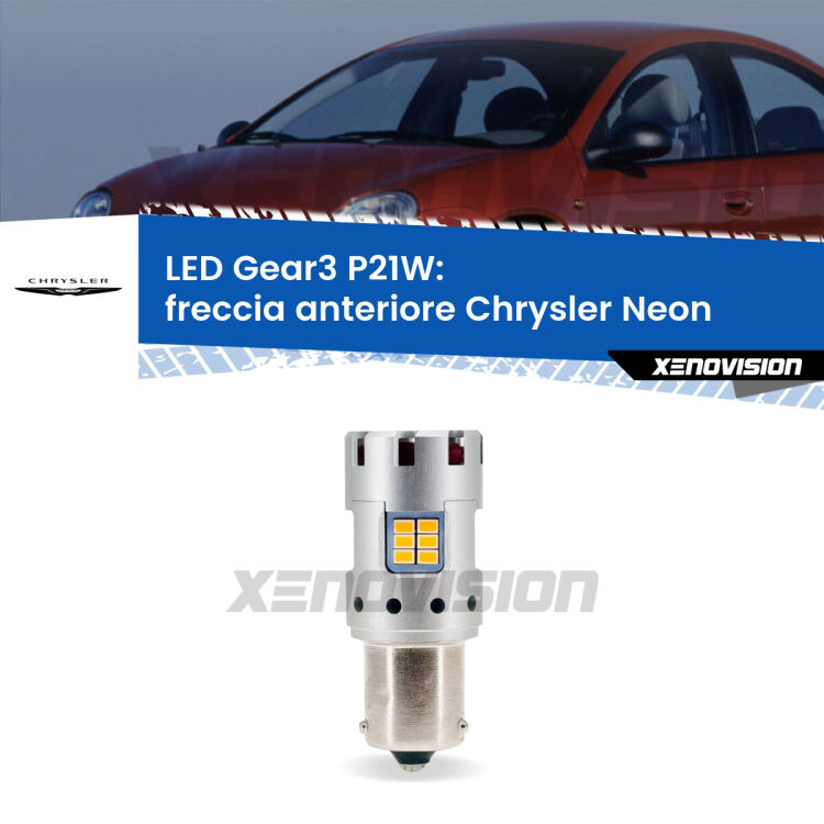 <strong>Freccia Anteriore LED no-spie per Chrysler Neon</strong>  1994 - 1999. Lampada <strong>P21W</strong> modello Gear3 no Hyperflash, raffreddata a ventola.