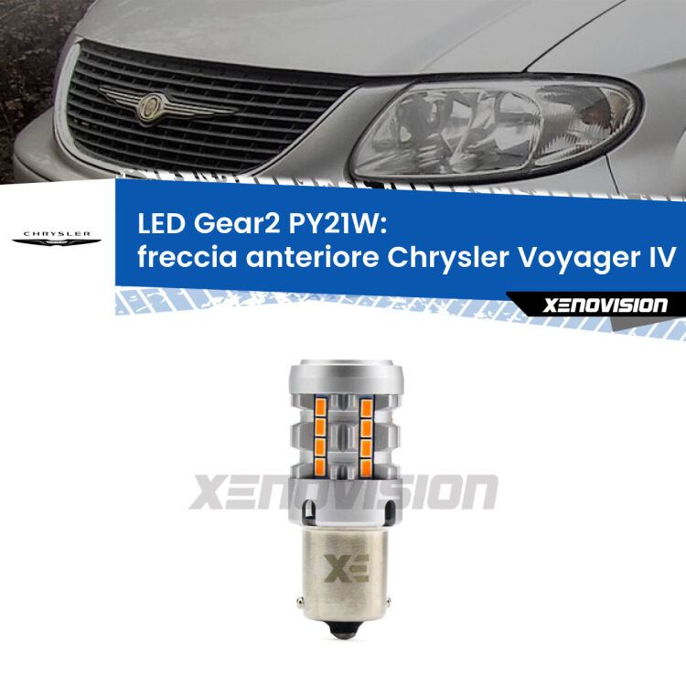 <strong>Freccia Anteriore LED no-spie per Chrysler Voyager IV</strong>  2000 - 2007. Lampada <strong>PY21W</strong> modello Gear2 no Hyperflash.