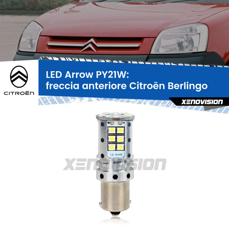 <strong>Freccia Anteriore LED no-spie per Citroën Berlingo</strong>  1996 - 2007. Lampada <strong>PY21W</strong> modello top di gamma Arrow.