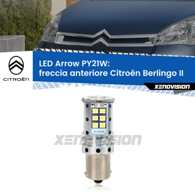 <strong>Freccia Anteriore LED no-spie per Citroën Berlingo</strong> II 2008 - 2017. Lampada <strong>PY21W</strong> modello top di gamma Arrow.