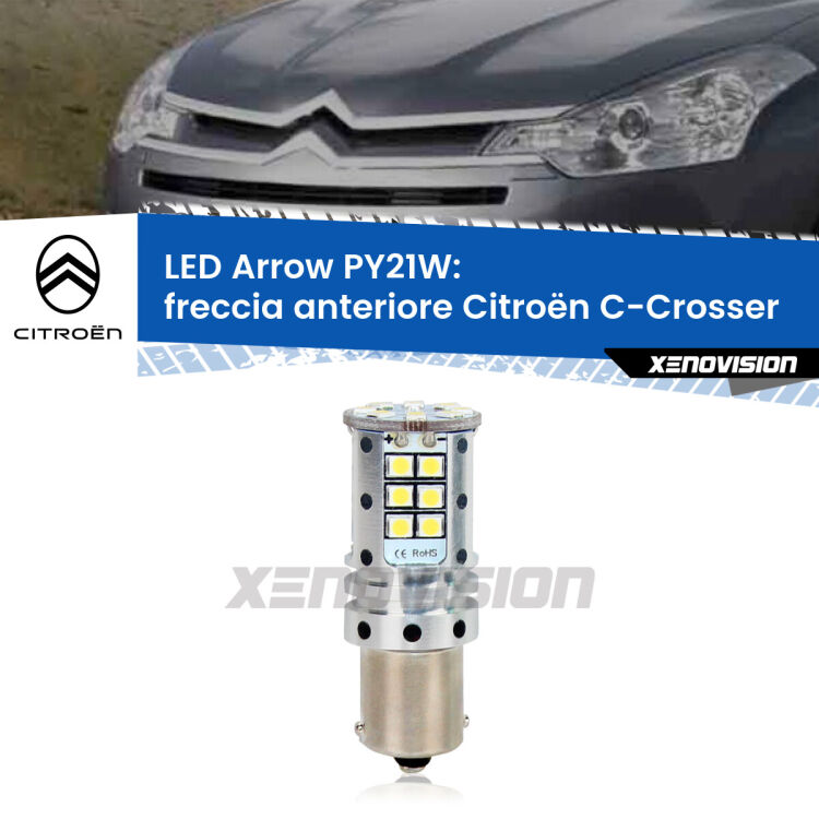 <strong>Freccia Anteriore LED no-spie per Citroën C-Crosser</strong>  2007 - 2012. Lampada <strong>PY21W</strong> modello top di gamma Arrow.