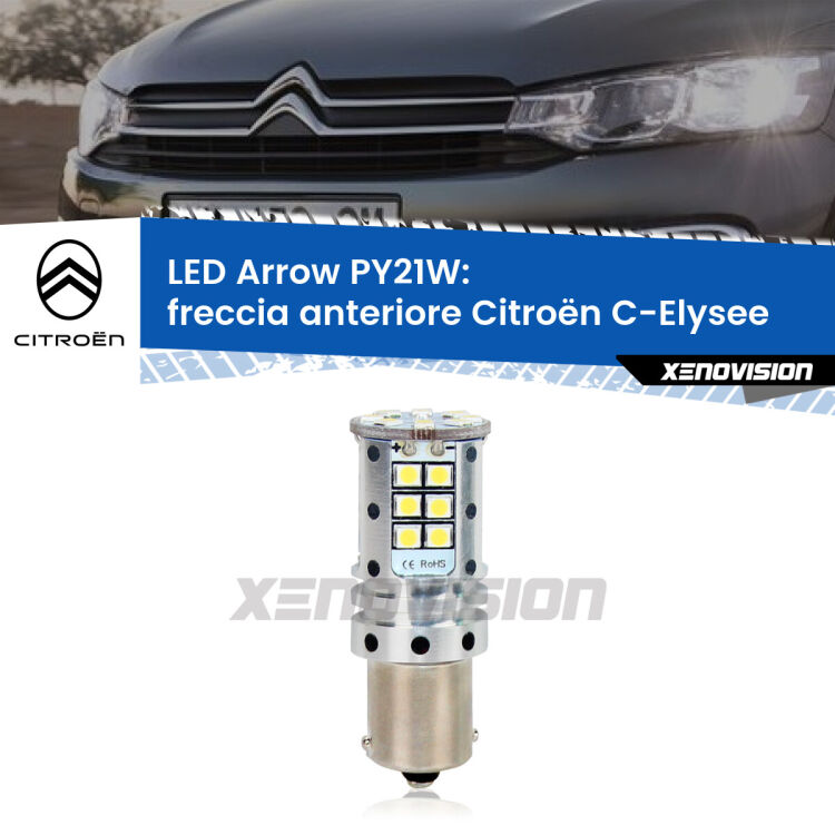 <strong>Freccia Anteriore LED no-spie per Citroën C-Elysee</strong>  2012 in poi. Lampada <strong>PY21W</strong> modello top di gamma Arrow.