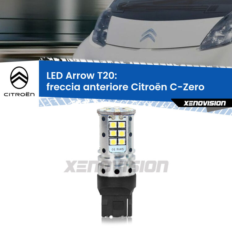 <strong>Freccia Anteriore LED no-spie per Citroën C-Zero</strong>  2010 - 2019. Lampada <strong>T20</strong> no Hyperflash modello Arrow.