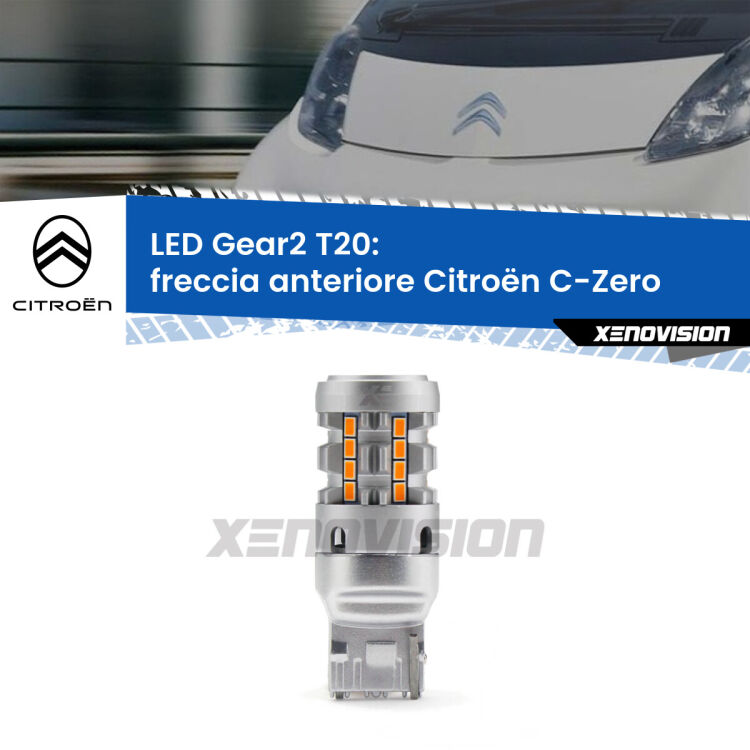 <strong>Freccia Anteriore LED no-spie per Citroën C-Zero</strong>  2010 - 2019. Lampada <strong>T20</strong> modello Gear2 no Hyperflash.