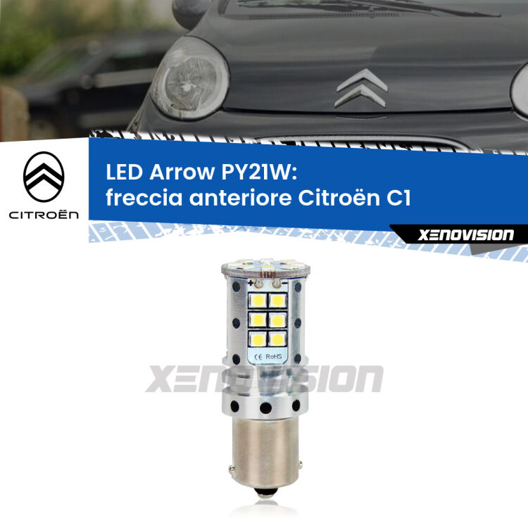 <strong>Freccia Anteriore LED no-spie per Citroën C1</strong>  2005 - 2013. Lampada <strong>PY21W</strong> modello top di gamma Arrow.