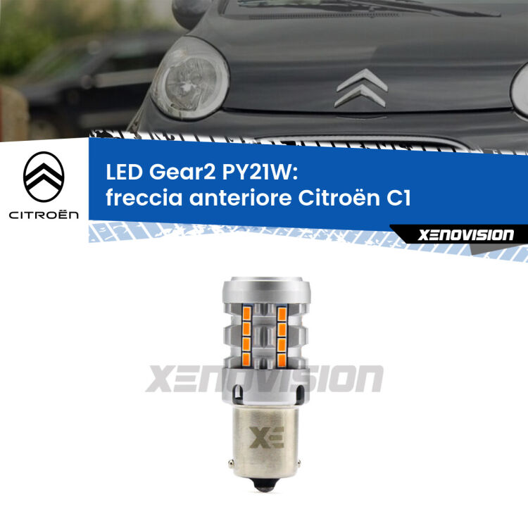 <strong>Freccia Anteriore LED no-spie per Citroën C1</strong>  2005 - 2013. Lampada <strong>PY21W</strong> modello Gear2 no Hyperflash.