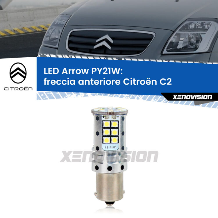 <strong>Freccia Anteriore LED no-spie per Citroën C2</strong>  2003 - 2009. Lampada <strong>PY21W</strong> modello top di gamma Arrow.