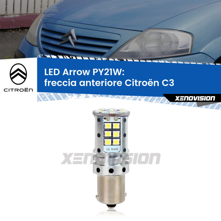 <strong>Freccia Anteriore LED no-spie per Citroën C3</strong>  2002 - 2009. Lampada <strong>PY21W</strong> modello top di gamma Arrow.