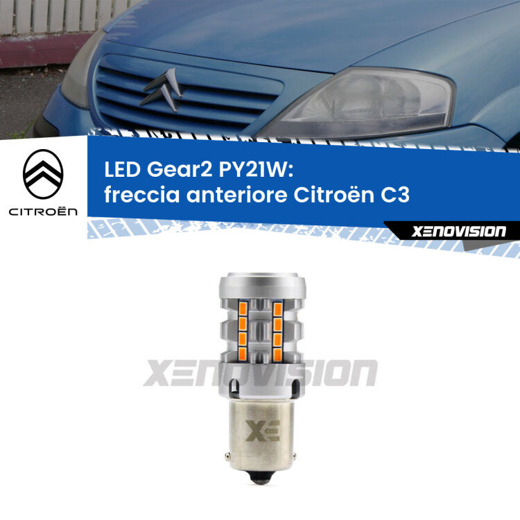 <strong>Freccia Anteriore LED no-spie per Citroën C3</strong>  2002 - 2009. Lampada <strong>PY21W</strong> modello Gear2 no Hyperflash.