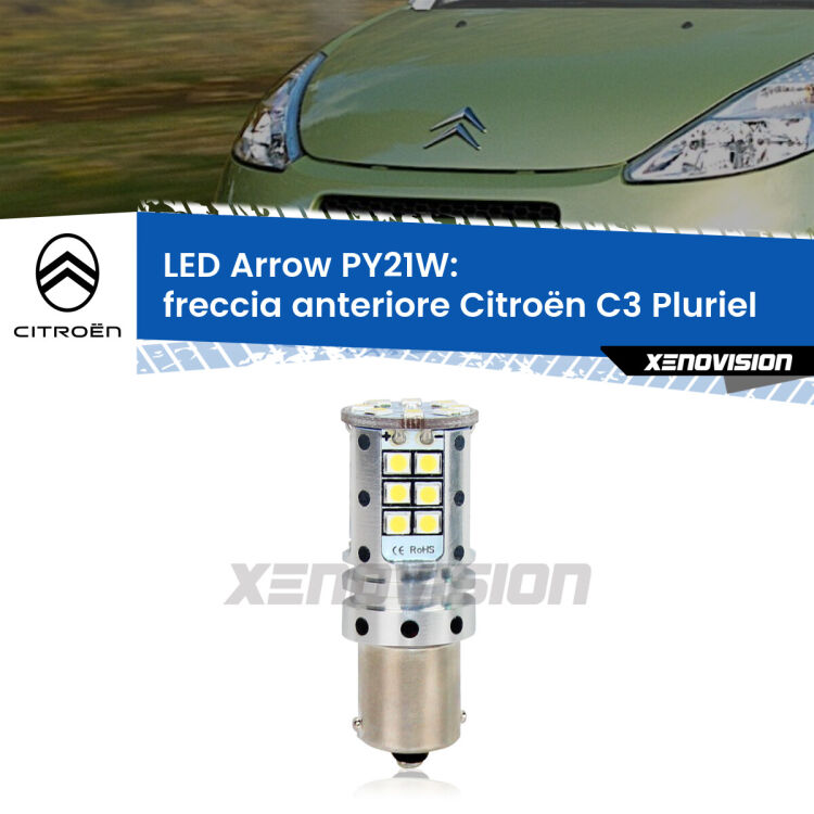 <strong>Freccia Anteriore LED no-spie per Citroën C3 Pluriel</strong>  2003 - 2010. Lampada <strong>PY21W</strong> modello top di gamma Arrow.