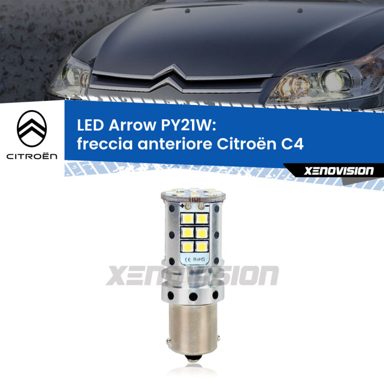 <strong>Freccia Anteriore LED no-spie per Citroën C4</strong>  2004 - 2011. Lampada <strong>PY21W</strong> modello top di gamma Arrow.