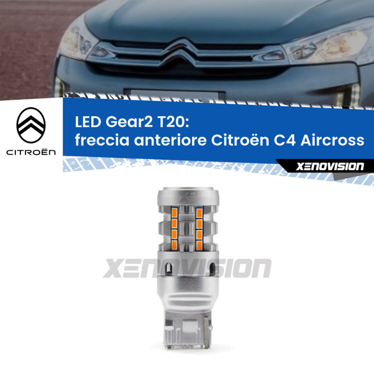 FINE SERIE: NO GARANZIA <strong>Freccia Anteriore LED no-spie per Citroën C4 Aircross</strong>  2010 - 2018. Lampada <strong>T20</strong> modello Gear2 no Hyperflash.