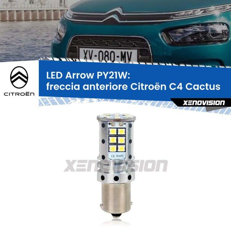 <strong>Freccia Anteriore LED no-spie per Citroën C4 Cactus</strong>  2014 in poi. Lampada <strong>PY21W</strong> modello top di gamma Arrow.