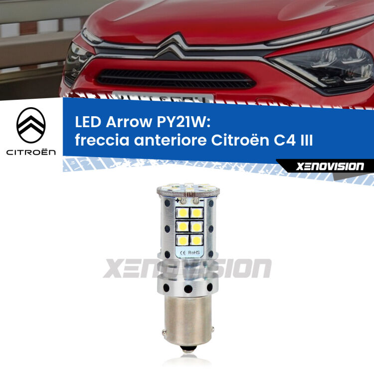 <strong>Freccia Anteriore LED no-spie per Citroën C4</strong> III 2020 in poi. Lampada <strong>PY21W</strong> modello top di gamma Arrow.