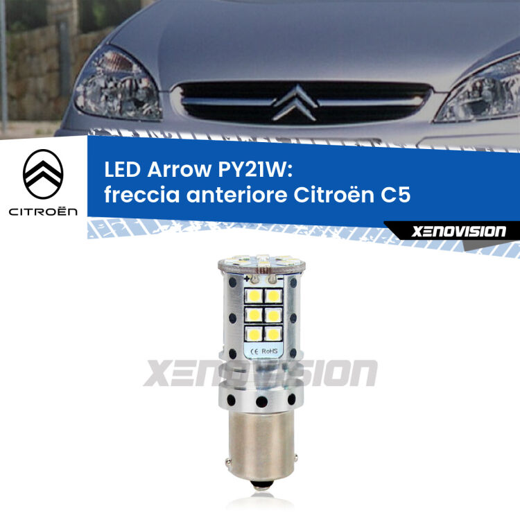 <strong>Freccia Anteriore LED no-spie per Citroën C5</strong>  2001 - 2004. Lampada <strong>PY21W</strong> modello top di gamma Arrow.