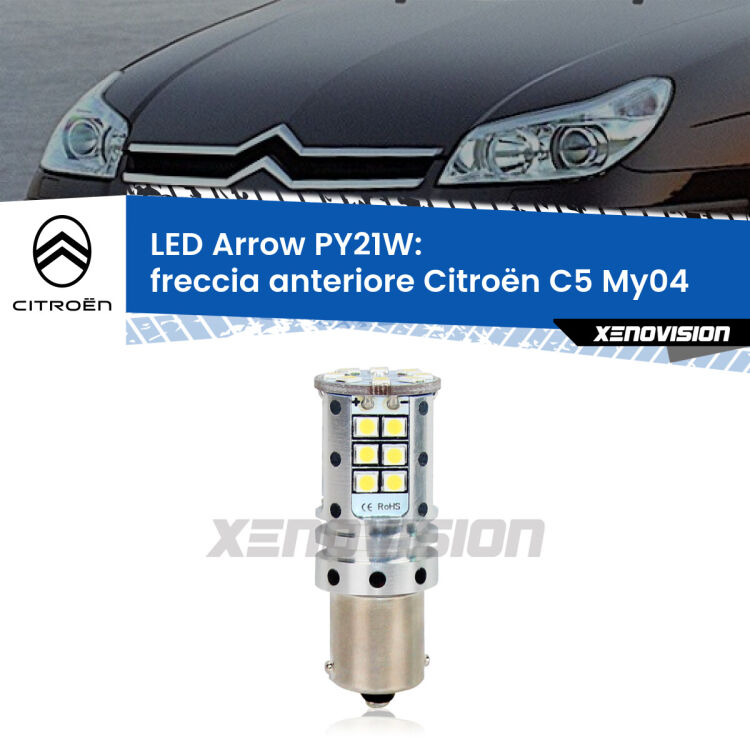 <strong>Freccia Anteriore LED no-spie per Citroën C5</strong> My04 2004 - 2008. Lampada <strong>PY21W</strong> modello top di gamma Arrow.