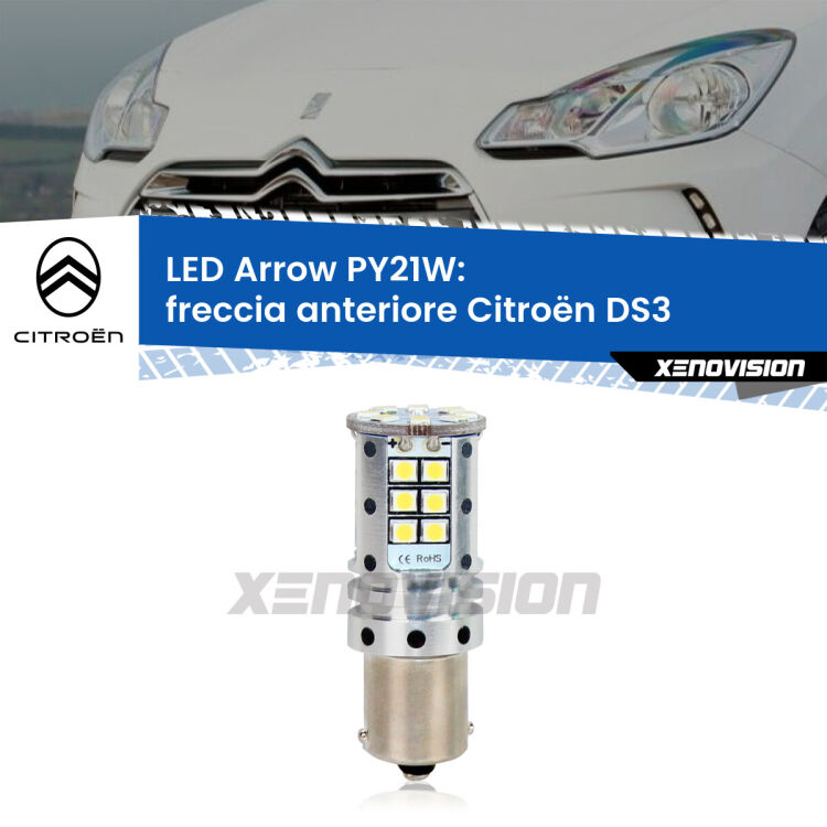 <strong>Freccia Anteriore LED no-spie per Citroën DS3</strong>  2009 - 2015. Lampada <strong>PY21W</strong> modello top di gamma Arrow.