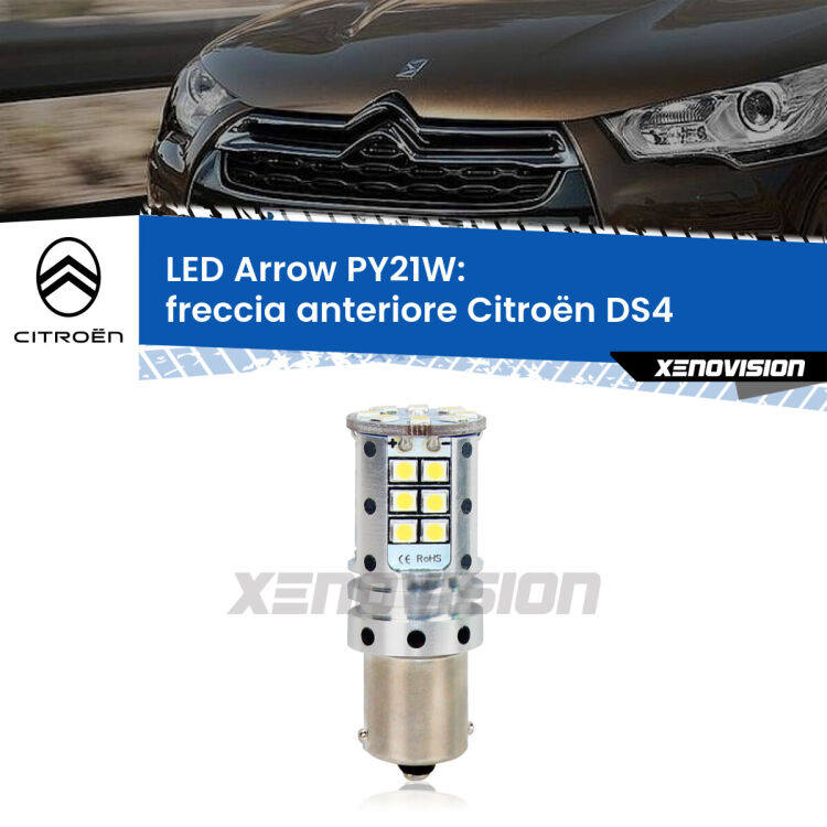 <strong>Freccia Anteriore LED no-spie per Citroën DS4</strong>  con fari bixenon. Lampada <strong>PY21W</strong> modello top di gamma Arrow.